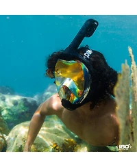 Moflow+ Irridium Full Face Snorkel Mask – Panoramic View, CO2-Free, 4X Oxygen, Anti-Fog, Dry Snorkel, Camera Mount, Silicone