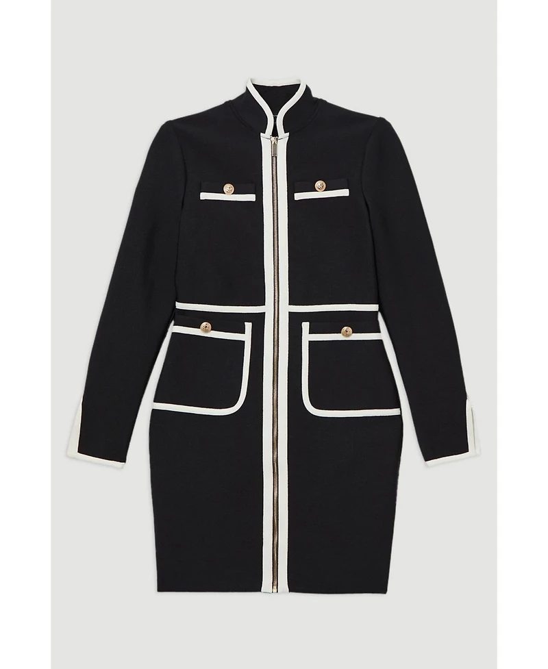 Karen Millen Women's Bandage Knit Military Detail Dress