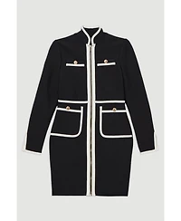 Karen Millen Women's Bandage Knit Military Detail Dress