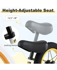 Sugift 12-Inch Balance Bike with Adjustable Seat and Rotatable Handlebar for Over 36 Months Old