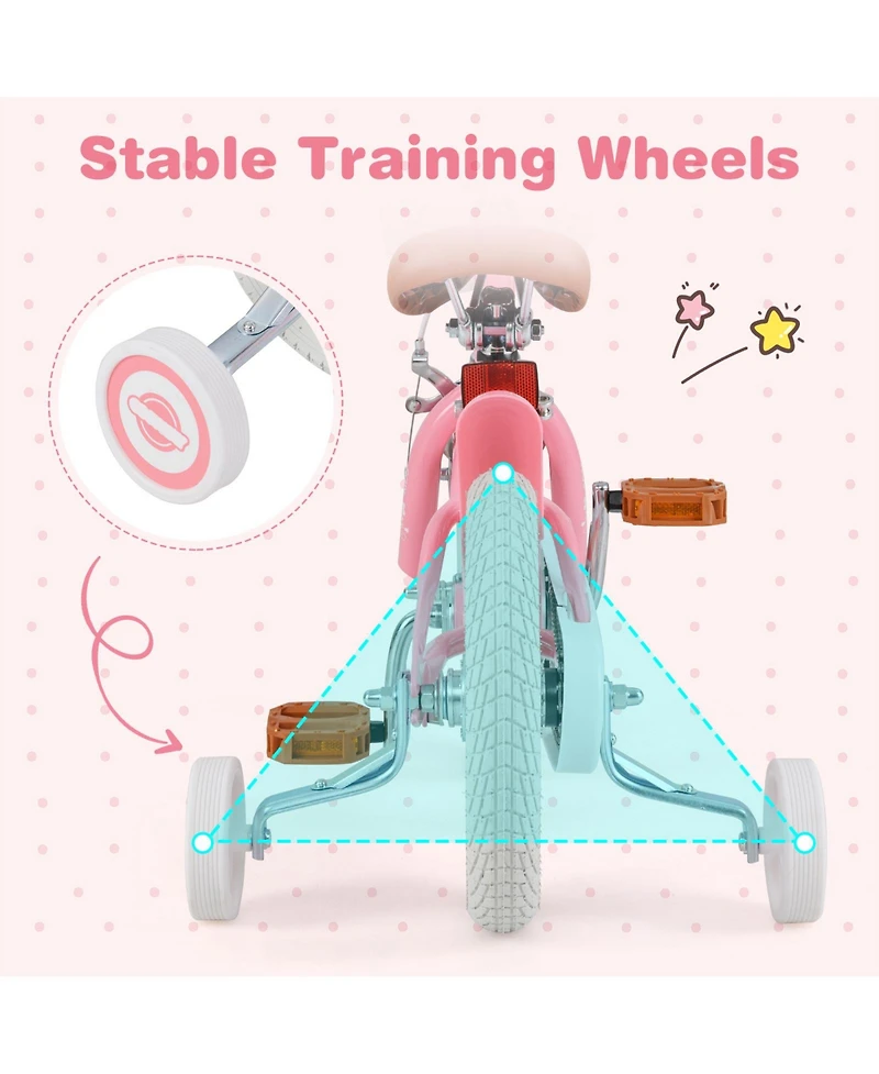 Sugift Kids Bike with Basket, Adjustable Seat & Training Wheels