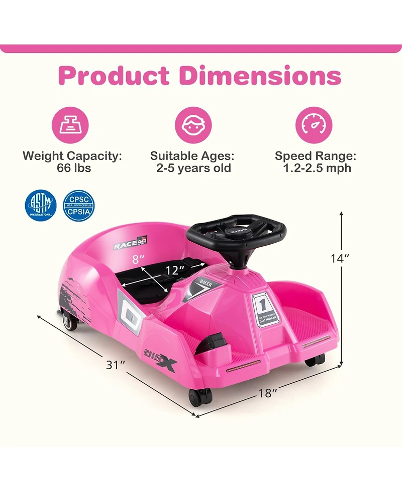 Sugift 12V Electric Cleaning Go Kart with Detachable Mop and Remote Control