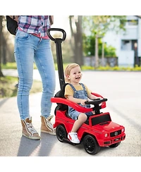 Sugift 3-In-1 Ride on Push Car Mercedes Benz G350 Stroller Sliding Car with Canopy