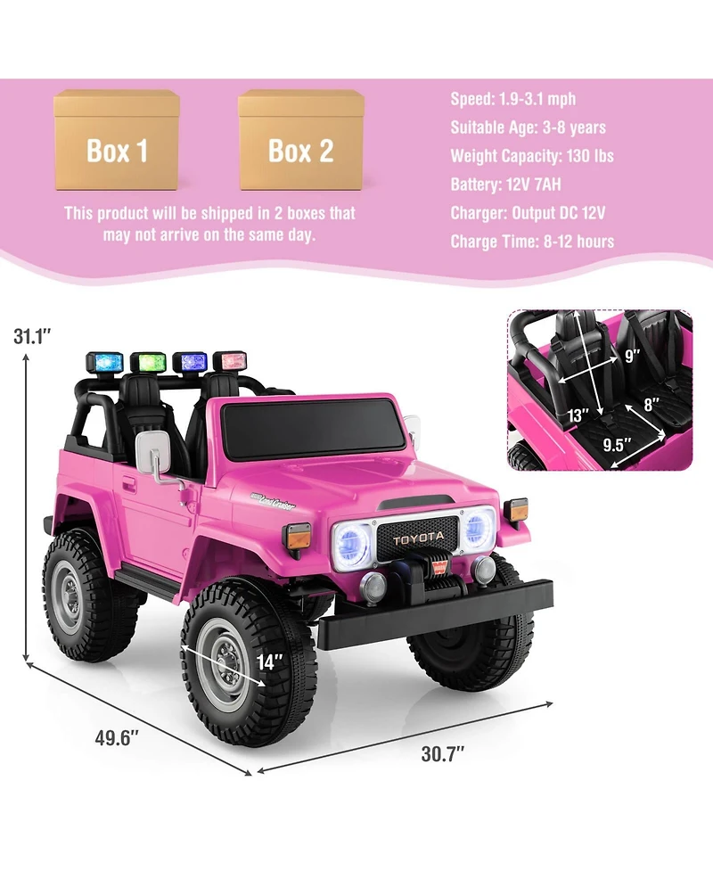 Sugift ZMMC4475 12V 2-Seat Licensed Kids Ride On Toyota FJ40 Car with 2.4G Remote Control