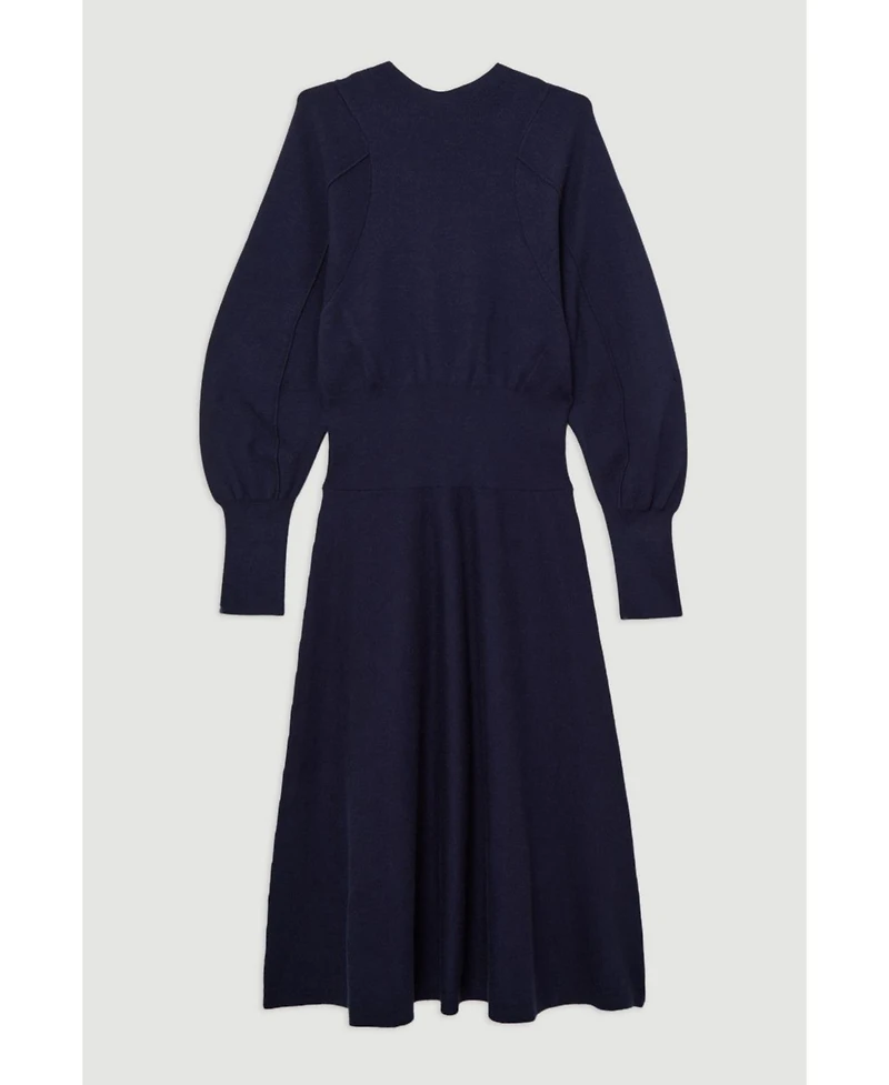 Karen Millen Women's Wool-Look Rounded Sleeve Knit Midi Dress