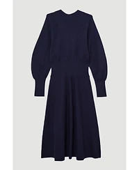 Karen Millen Women's Wool-Look Rounded Sleeve Knit Midi Dress