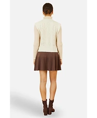 Yumi Women's Knitted Pleated Mini Skirt