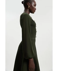 Karen Millen Women's Chiffon Sleeve Mini Knit Dress