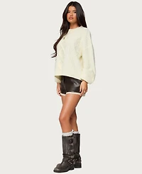 Edikted Women's Lissa Lacey Faux Leather Shorts