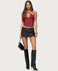 Edikted Women's Luella Studded Faux Leather Mini Skort