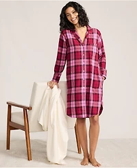 Lands' End Women's Flannel Long Sleeve Sleepshirt Nightgown