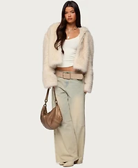 Edikted Women's Beyonca Hooded Faux Fur Jacket