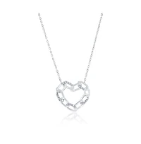 Simona Sterling Silver, Cz Chain Design Heart Necklace
