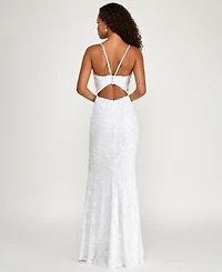 City Studios Juniors' Sequin Long Mermaid Gown