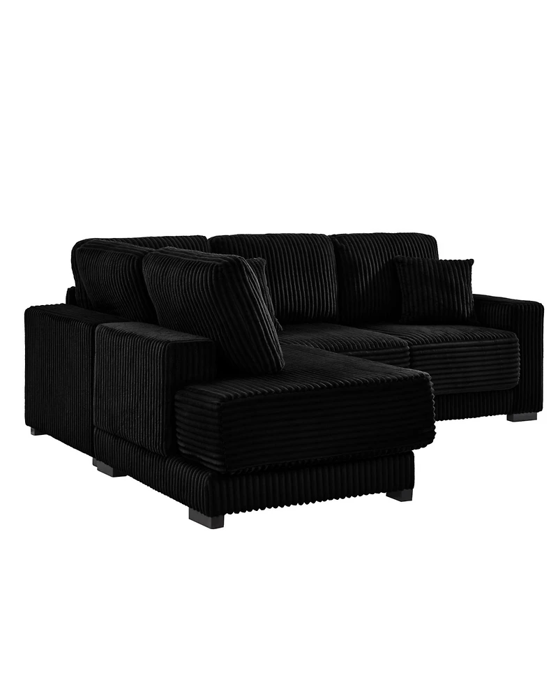 Streamdale Furniture Streamdale 93" L-Shaped Corduroy Sectional Sofa with Reversible Chaise (Black