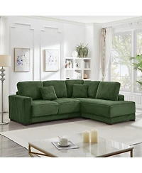 Streamdale Furniture Streamdale 93" L-Shaped Corduroy Sectional Sofa with Reversible Chaise (Green