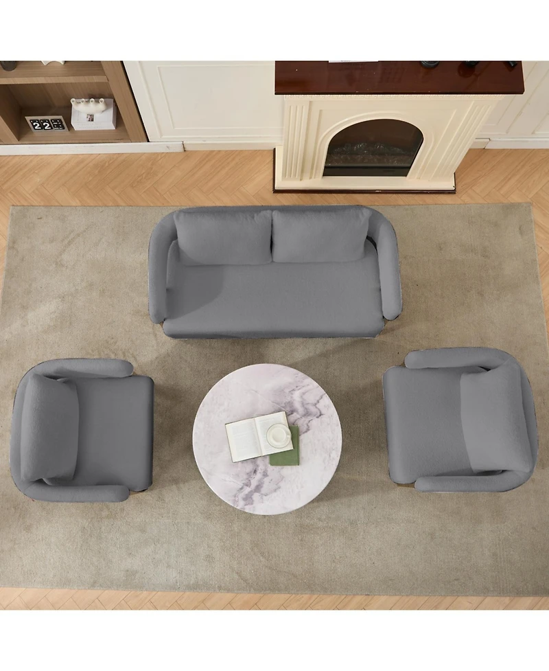 Streamdale Furniture Streamdale Modern Teddy fleece upholstered chair with gold metal legs