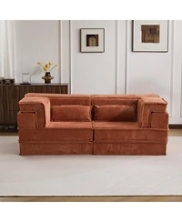 Streamdale Furniture Orange Compression Sofa, Convertible Floor Sofa Bed, Modular Sectional