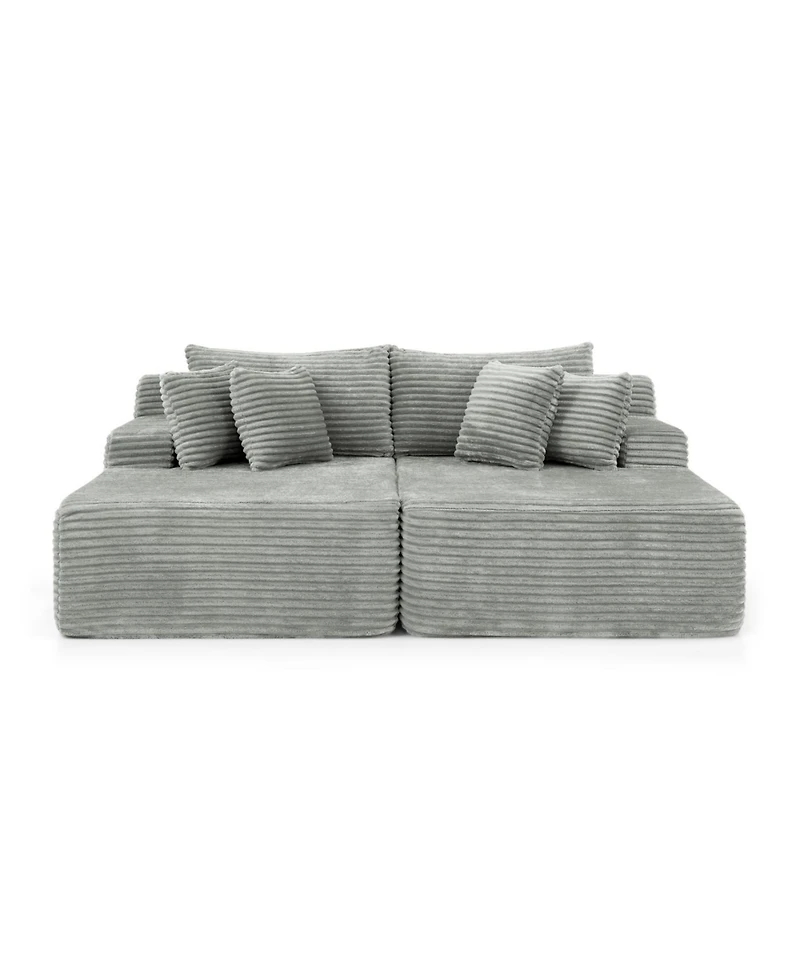 Streamdale Furniture Gray two-seater lazy sofa lounge chair, velvet fabric, no assembly required.
