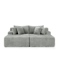 Streamdale Furniture Gray two-seater lazy sofa lounge chair, velvet fabric, no assembly required.