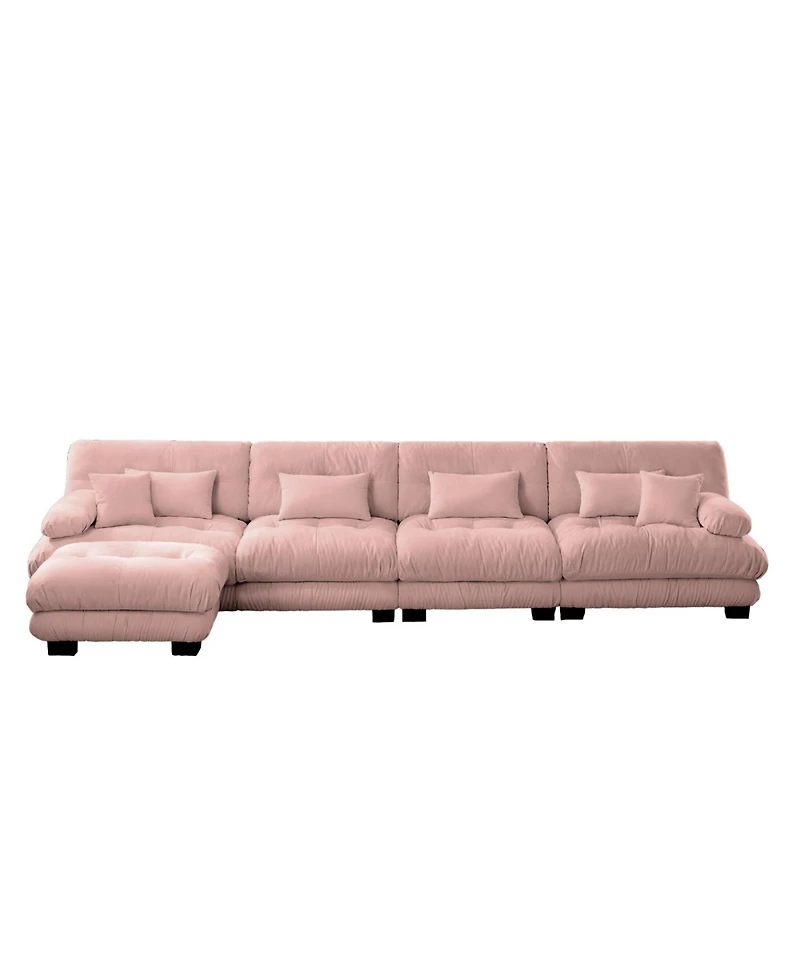 Streamdale Furniture Free Combination Modular Sectional Sofa, L-Shaped Couch, 4-Seater, Pink