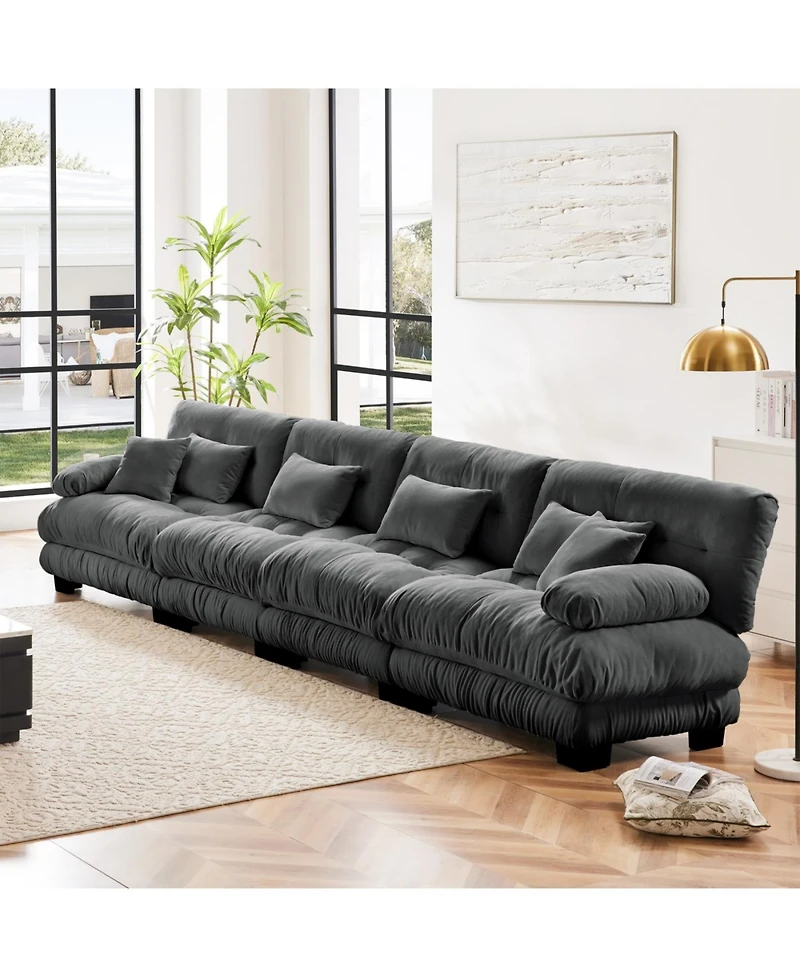 Streamdale Furniture Streamdale 4-Seater Modular Chenille Sofa Couch for Living Room, Apartment, Office - Gray