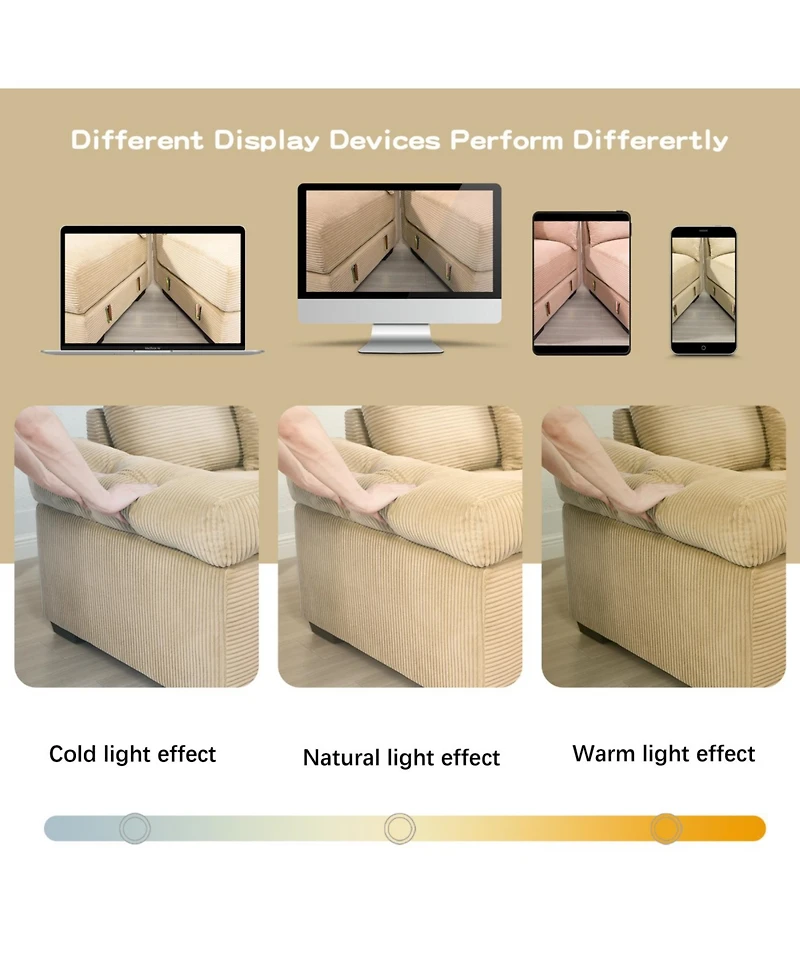 Streamdale Furniture Oversized Cloud Modular Sectional Couch, Premium Corduroy 3-Seater, Camel