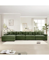 Streamdale Furniture 170" Oversized Cloud Modular L-Shape Sectional Couch, Soft Corduroy, Green
