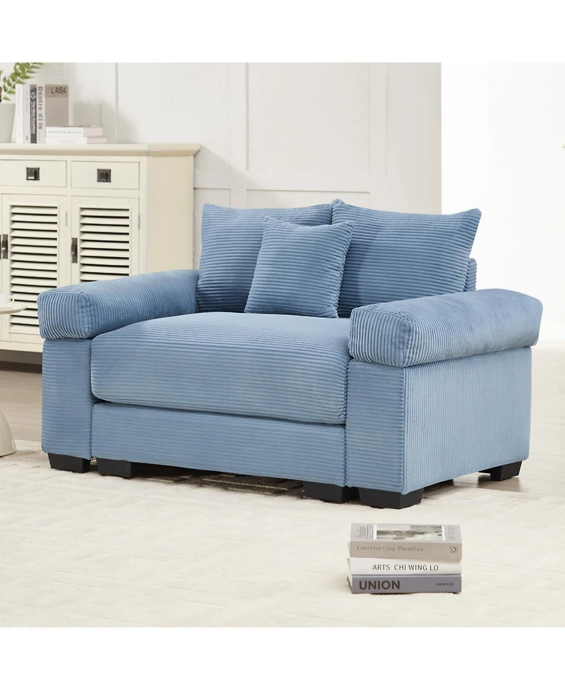 Streamdale Furniture 54.3" Oversized Cloud Modular Sectional Couch, Premium Soft Corduroy, Blue