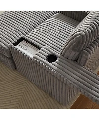 Streamdale Furniture 42.5" Corduroy Single Recliner with Pillow, Cup Holder, Storage Footrest