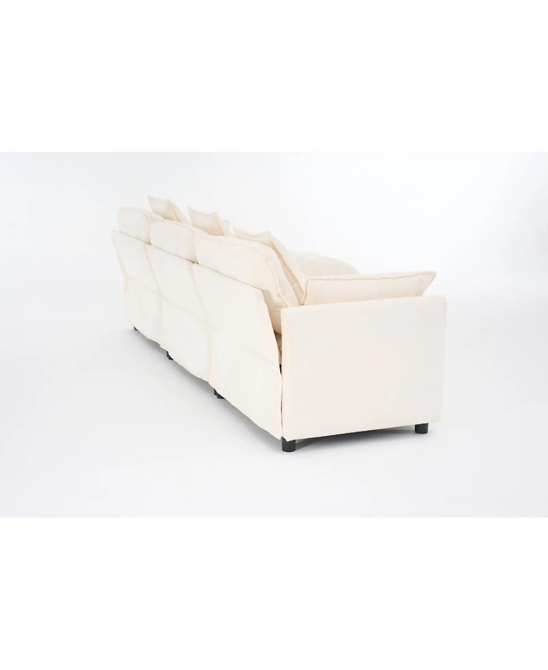Streamdale Furniture Modern L-Shaped Cloud Couch with Ottoman, 4-Seat Chenille Sectional Sofa
