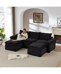 Streamdale Modern corduroy cloud sofa, comfortable & combinable for living rooms.