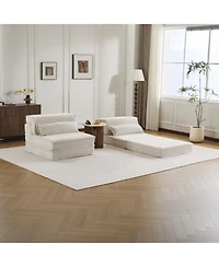 Streamdale Compression Sofa, Convertible Floor Sofa Bed, White