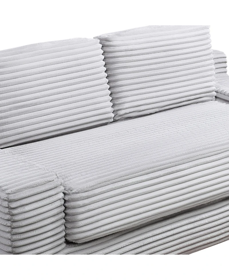 Streamdale Furniture Corduroy Cloud Double Sofa, 2-in-1 Convertible Sofa Bed, Grey