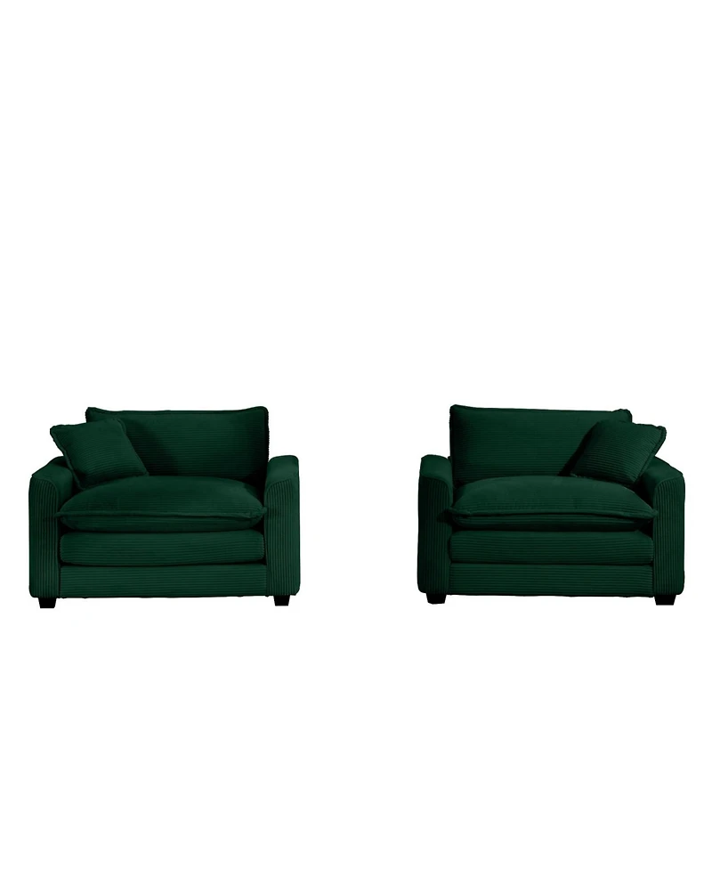 Streamdale Luxurious Green Corduroy Sofa Set with Two Chairs
