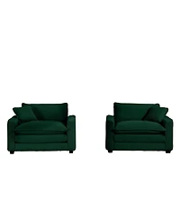 Streamdale Luxurious Green Corduroy Sofa Set with Two Chairs