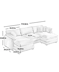 Streamdale Furniture Oversized Modular Cushion Sofa with Ottoman, L-Shaped Corner Sofa Bed, Green Corduroy