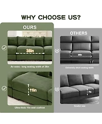 Streamdale Furniture 130" Oversized Cloud Modular Sectional Couch, Premium Corduroy 3-Seater Sofa, Green