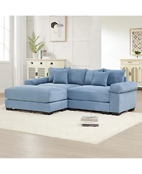 Streamdale Furniture Streamdale Oversized Cloud Modular L-Shape Sectional Couch with Ottoman, Blue