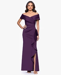 Xscape Petite Off-The-Shoulder Ruffle Detail Gown