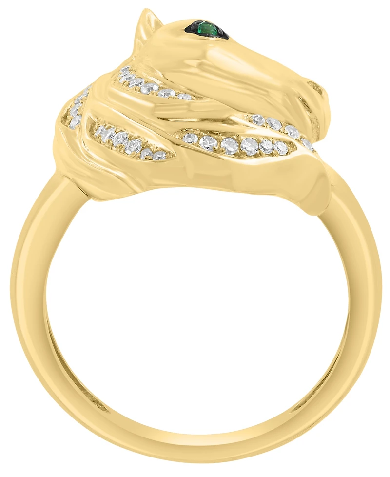 Effy Collection Diamond (1/8 ct. t.w.) and Tsavorite Accent in 14k Yellow Gold
