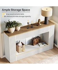 Tribesigns Modern Console Table, 55-Inch Wood Entryway Table with Storage, White
