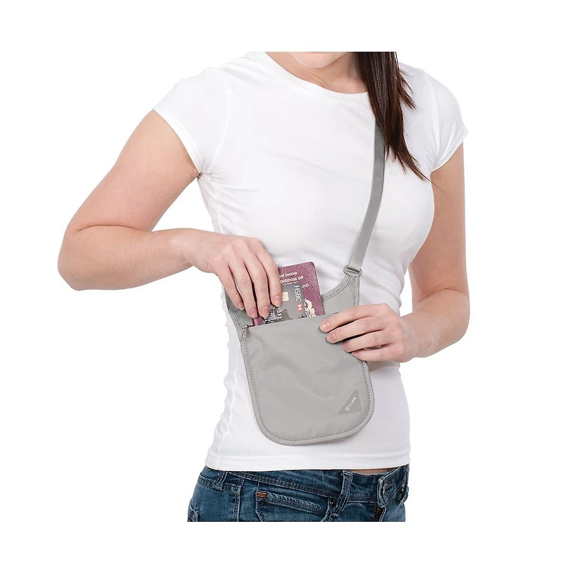 Pacsafe Coversafe V75 Rfid Blocking Neck Pouch Neutral Grey