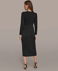 Donna Karan New York Women's Ruched Midi Dress