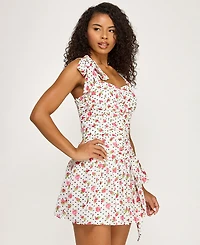 Seni & Cade Juniors' Floral Polka Dot Short Dress