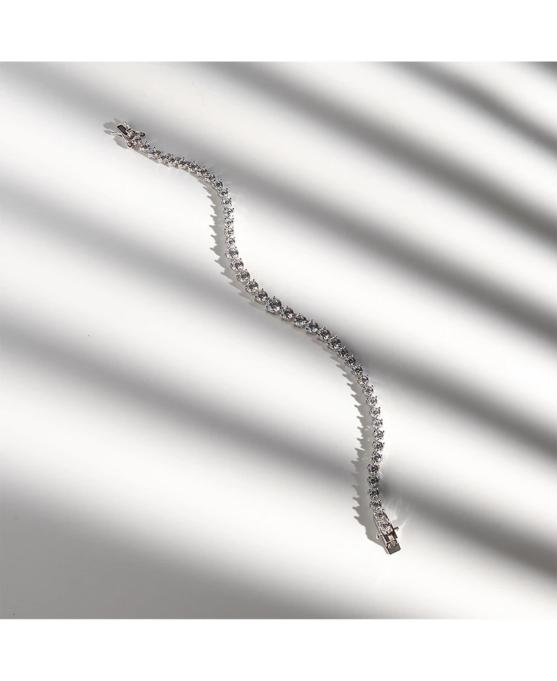 Spero London Gradual Size Gemstone Sterling Silver Tennis Bracelet