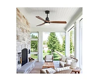 Sofucor 52-Inch Modern Black 3-Blade Ceiling Fan with Light, Remote Control & Mobile Device Connectivity