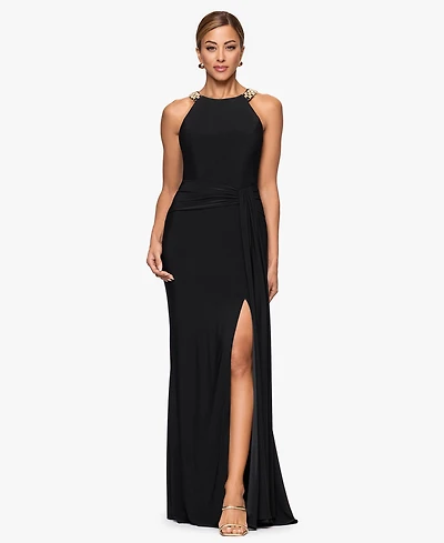 Xscape Petite Sleeveless Halter Neck Dress