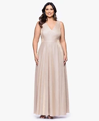 Xscape Plus V-Neck Glitter Ball Gown