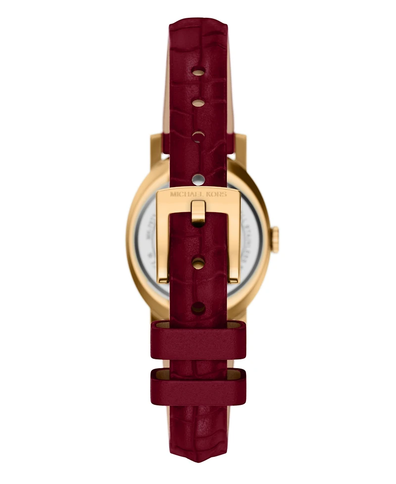 Michael Kors Women's Maude Three-Hand Red Leather Watch and Bracelet Set, 21mm